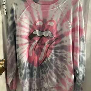 Tie-Dye Graphic Sweatshirt - Pink and Gray